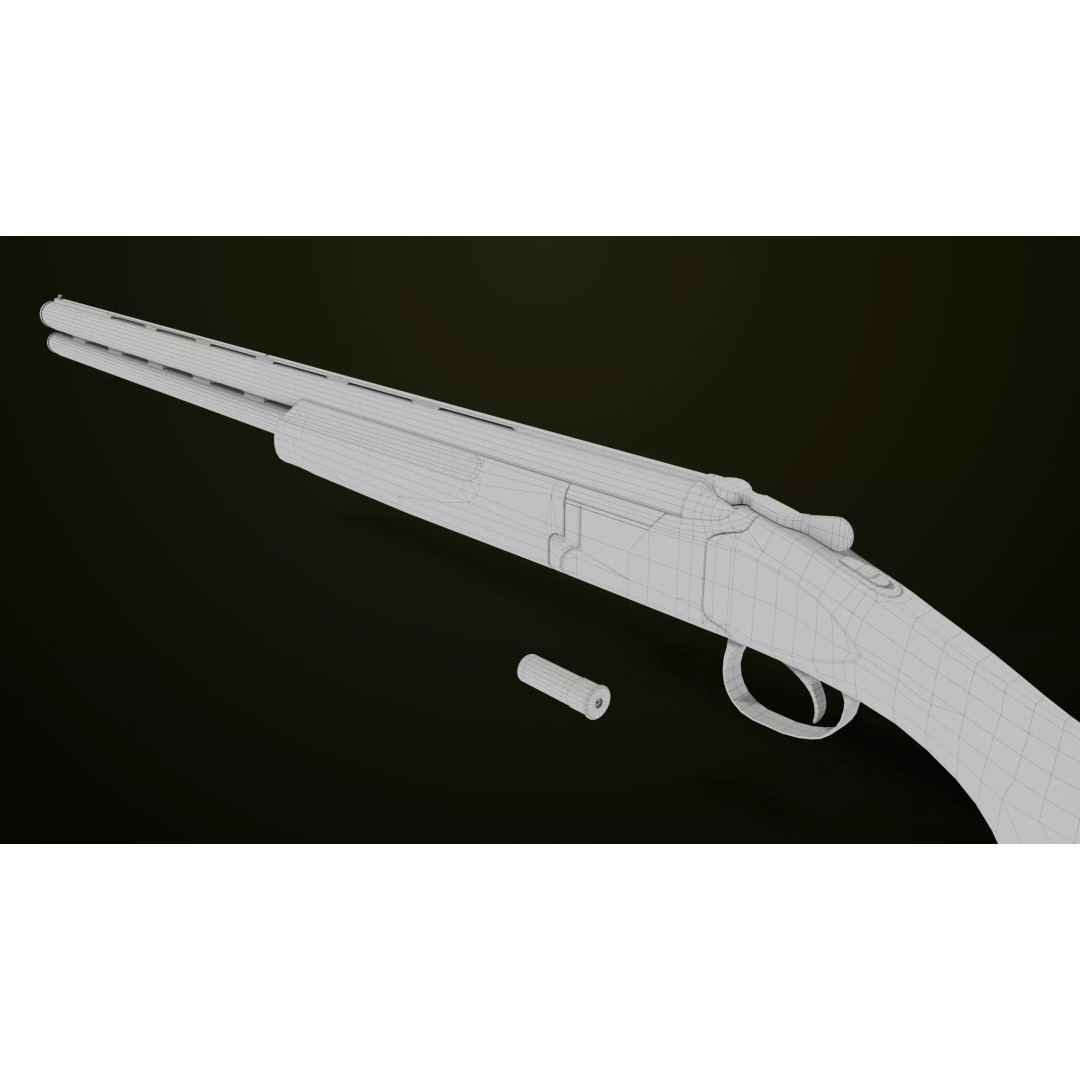 Double Barrel Shotgun 3D Model – Low Poly Game Asset, PBR Textures - View 37