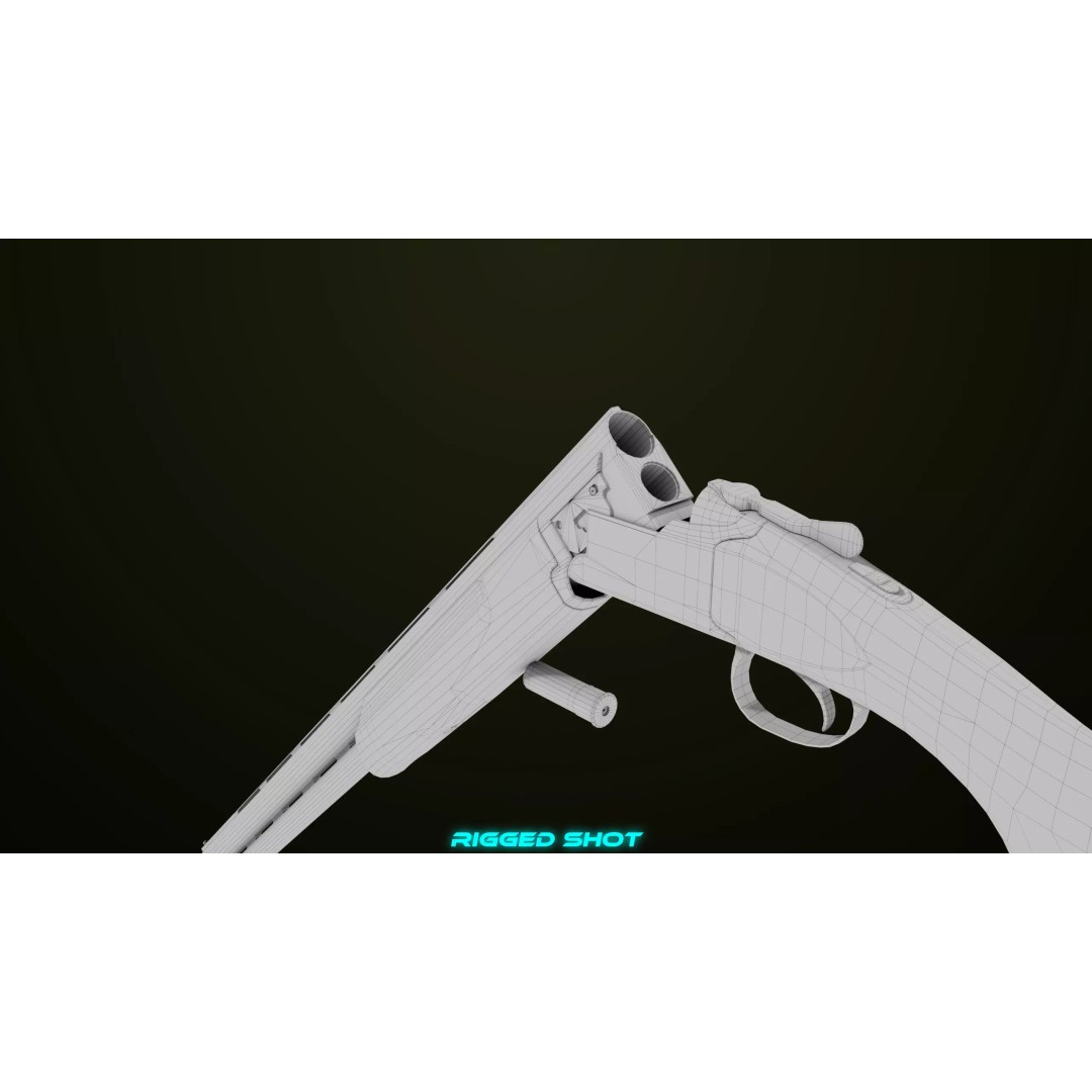 Double Barrel Shotgun 3D Model – Low Poly Game Asset, PBR Textures - View 38