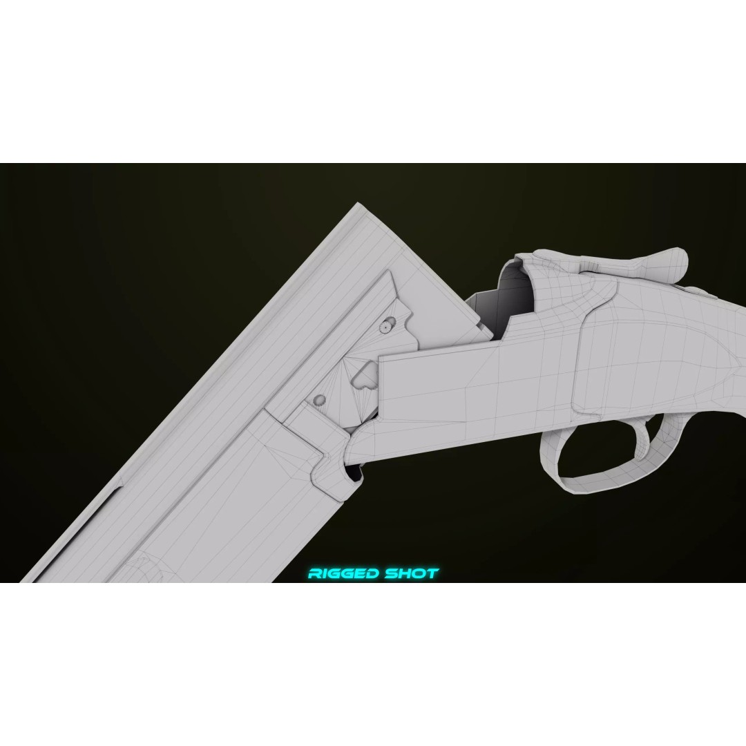 Double Barrel Shotgun 3D Model – Low Poly Game Asset, PBR Textures - View 40