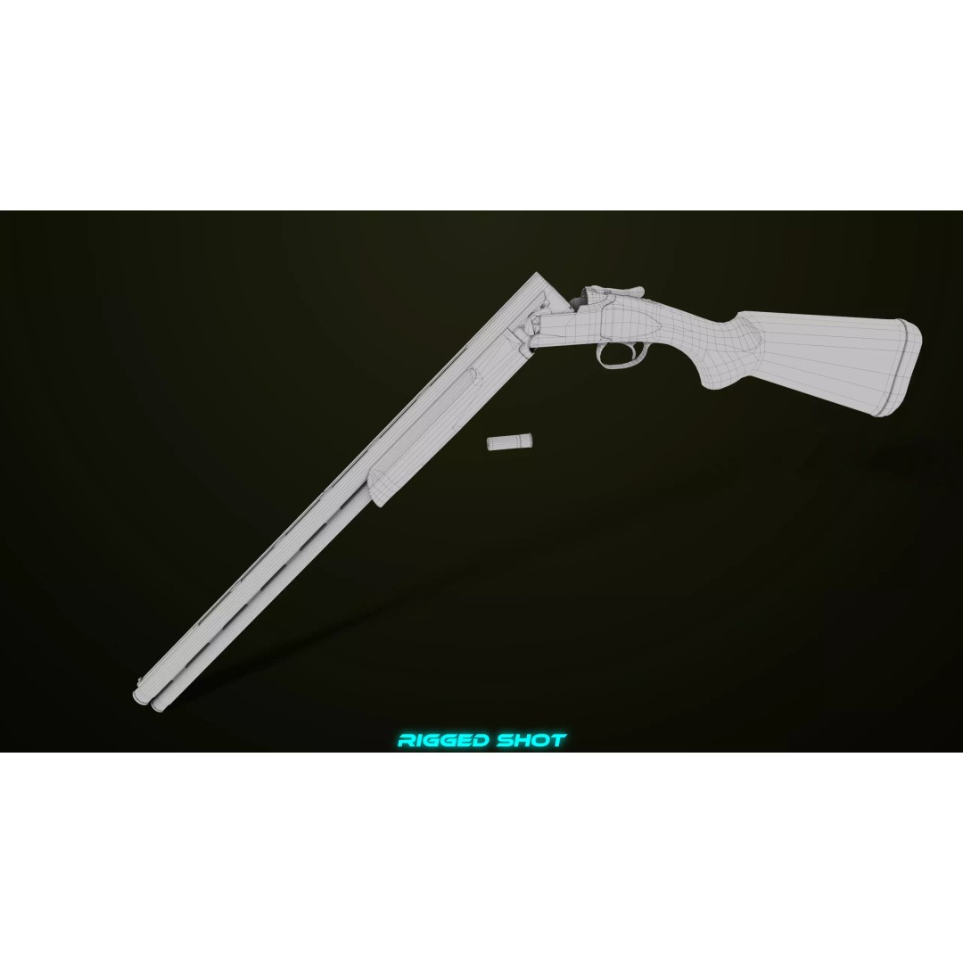 Double Barrel Shotgun 3D Model – Low Poly Game Asset, PBR Textures - View 41