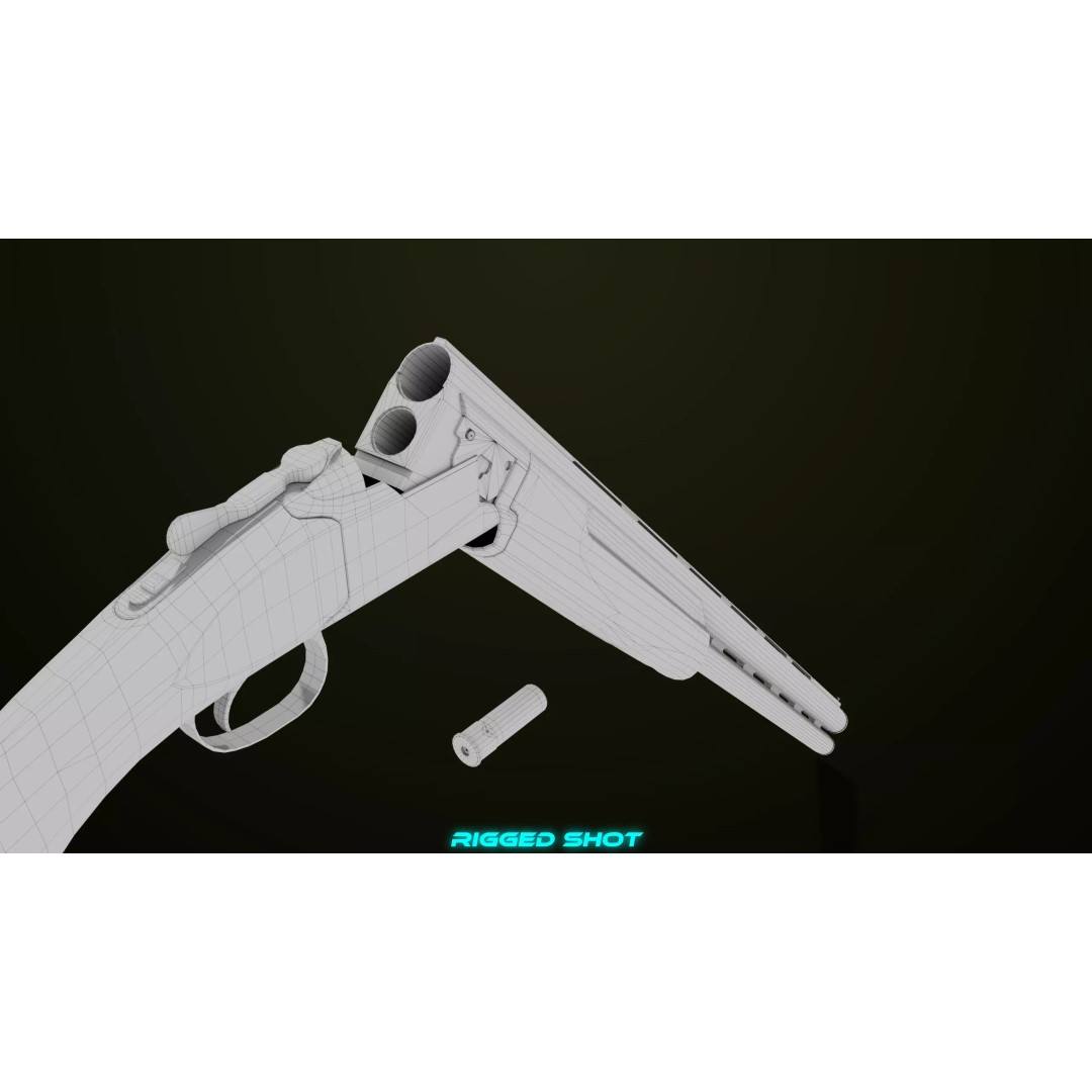 Double Barrel Shotgun 3D Model – Low Poly Game Asset, PBR Textures - View 42