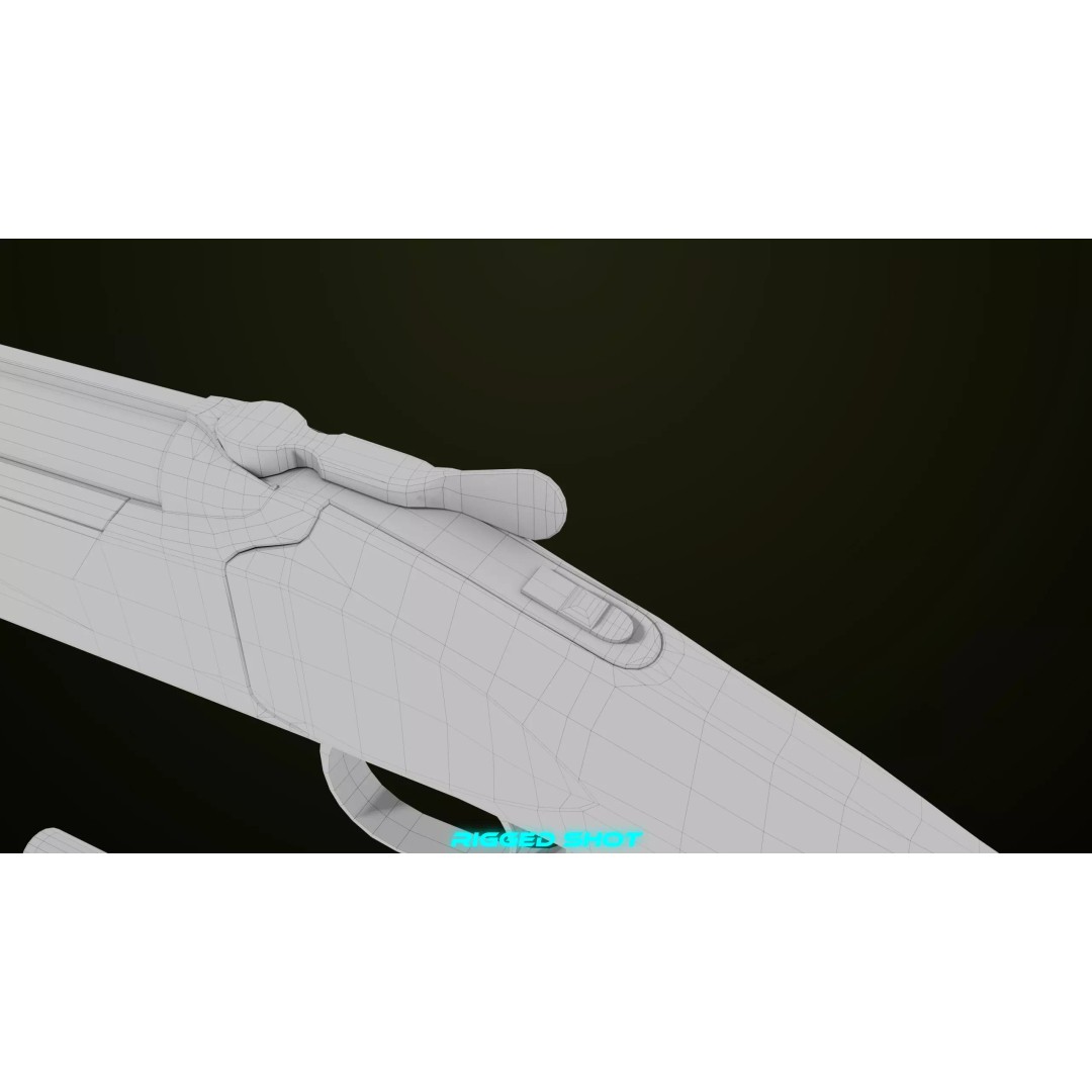 Double Barrel Shotgun 3D Model – Low Poly Game Asset, PBR Textures - View 48