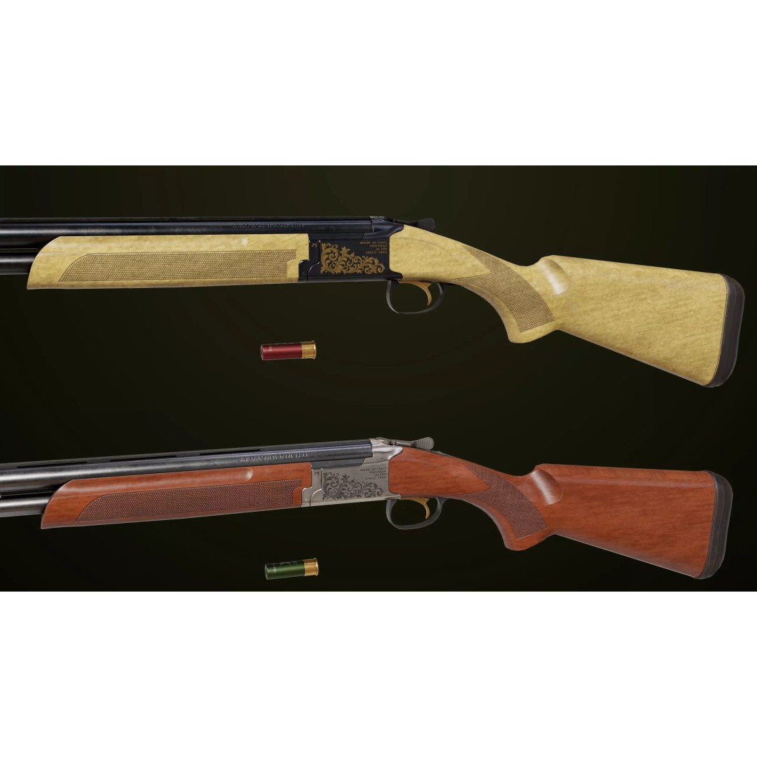 Double Barrel Shotgun 3D Model – Low Poly Game Asset, PBR Textures - View 5