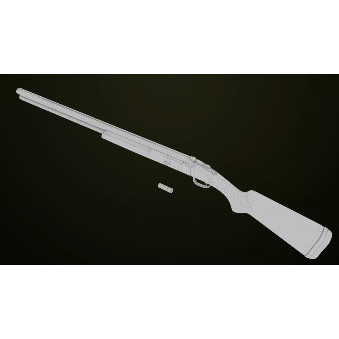 Double Barrel Shotgun 3D Model – Low Poly Game Asset, PBR Textures - View 51