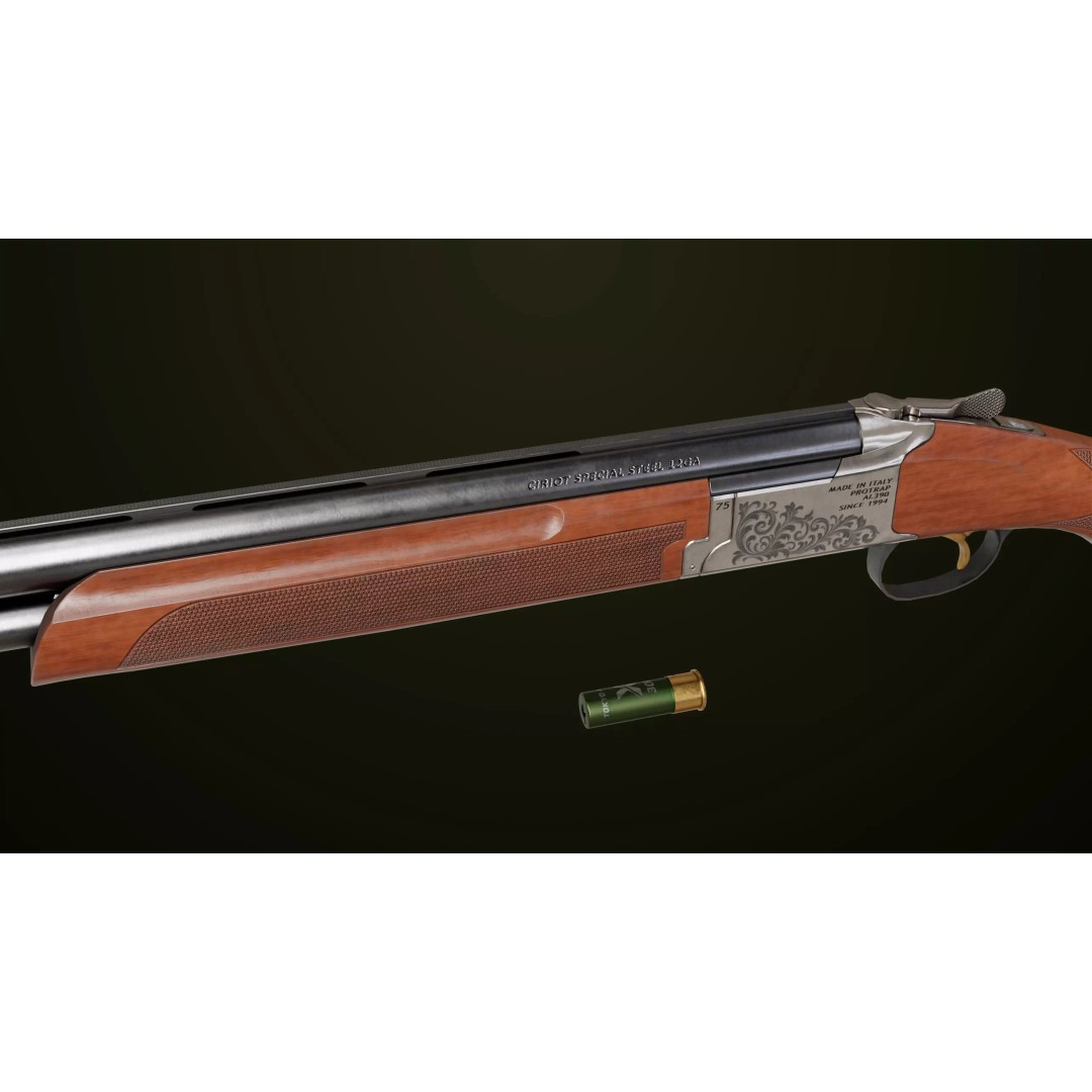 Double Barrel Shotgun 3D Model – Low Poly Game Asset, PBR Textures - View 7