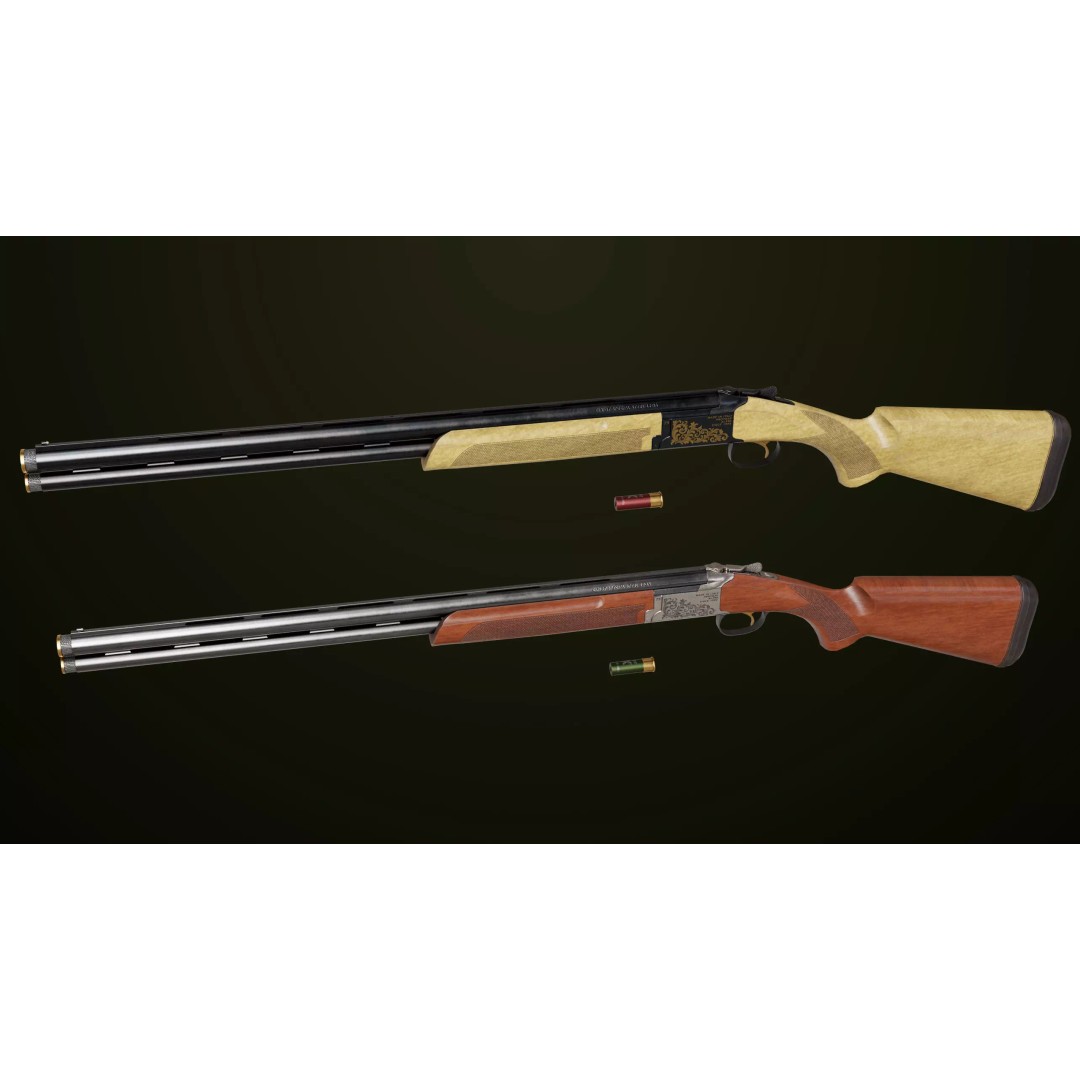 Double Barrel Shotgun 3D Model – Low Poly Game Asset, PBR Textures - View 9