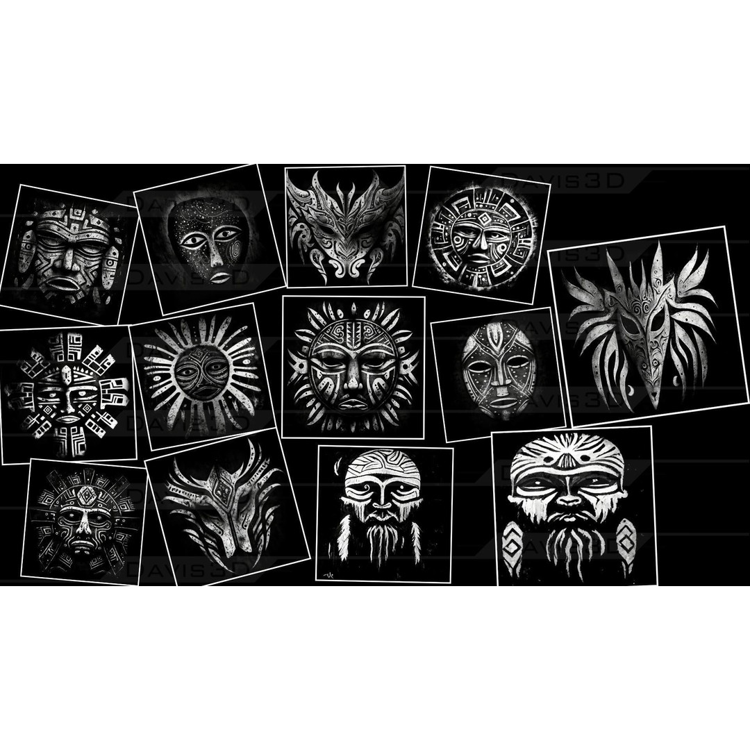 Cave Paintings 3D Model – Decal Textures Pack, 150 Unique Designs - View 15
