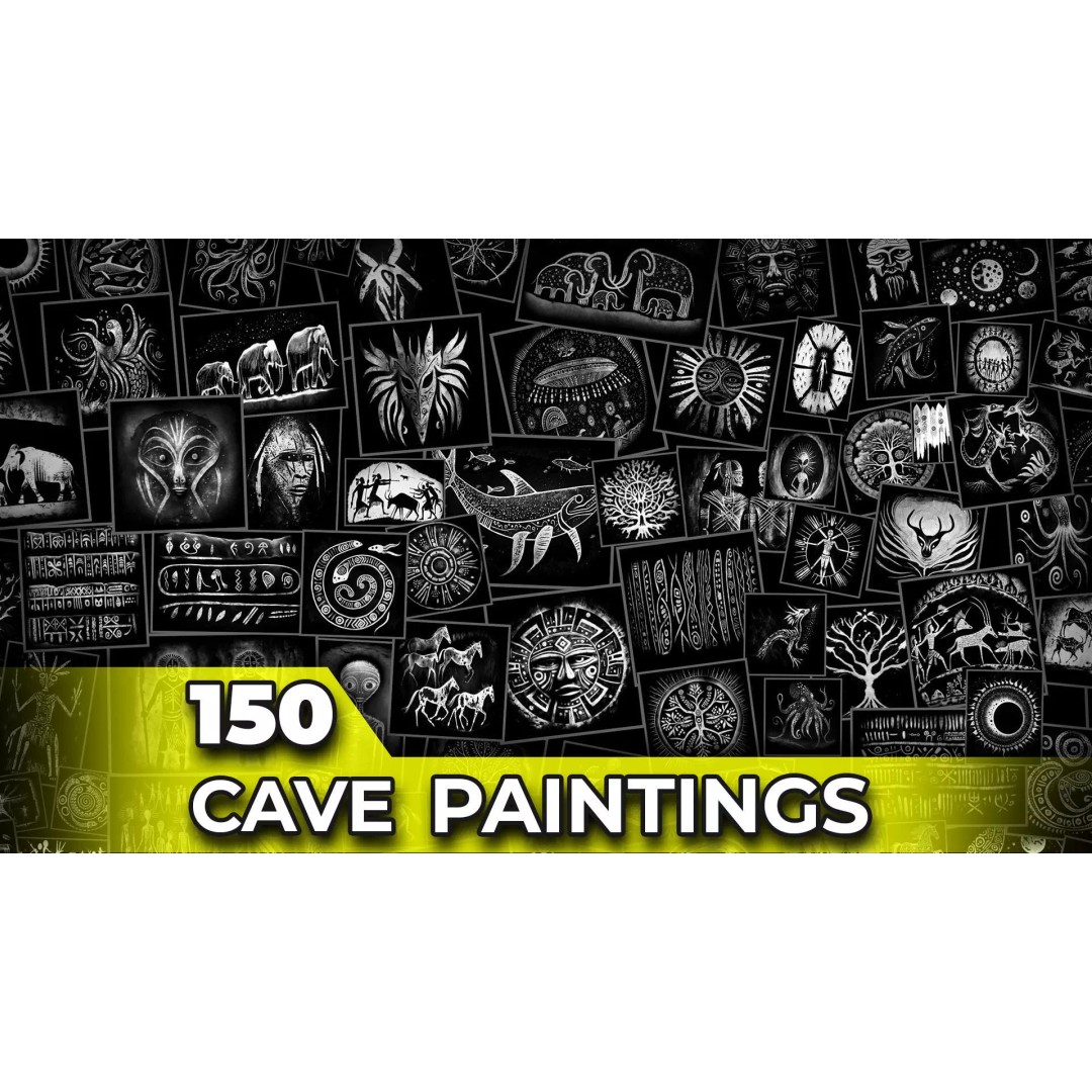 Cave Paintings 3D Model – Decal Textures Pack, 150 Unique Designs - View 2