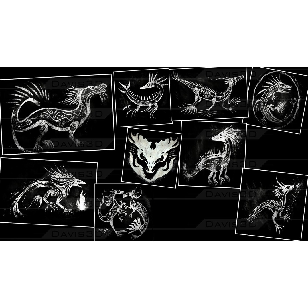 Cave Paintings 3D Model – Decal Textures Pack, 150 Unique Designs - View 20