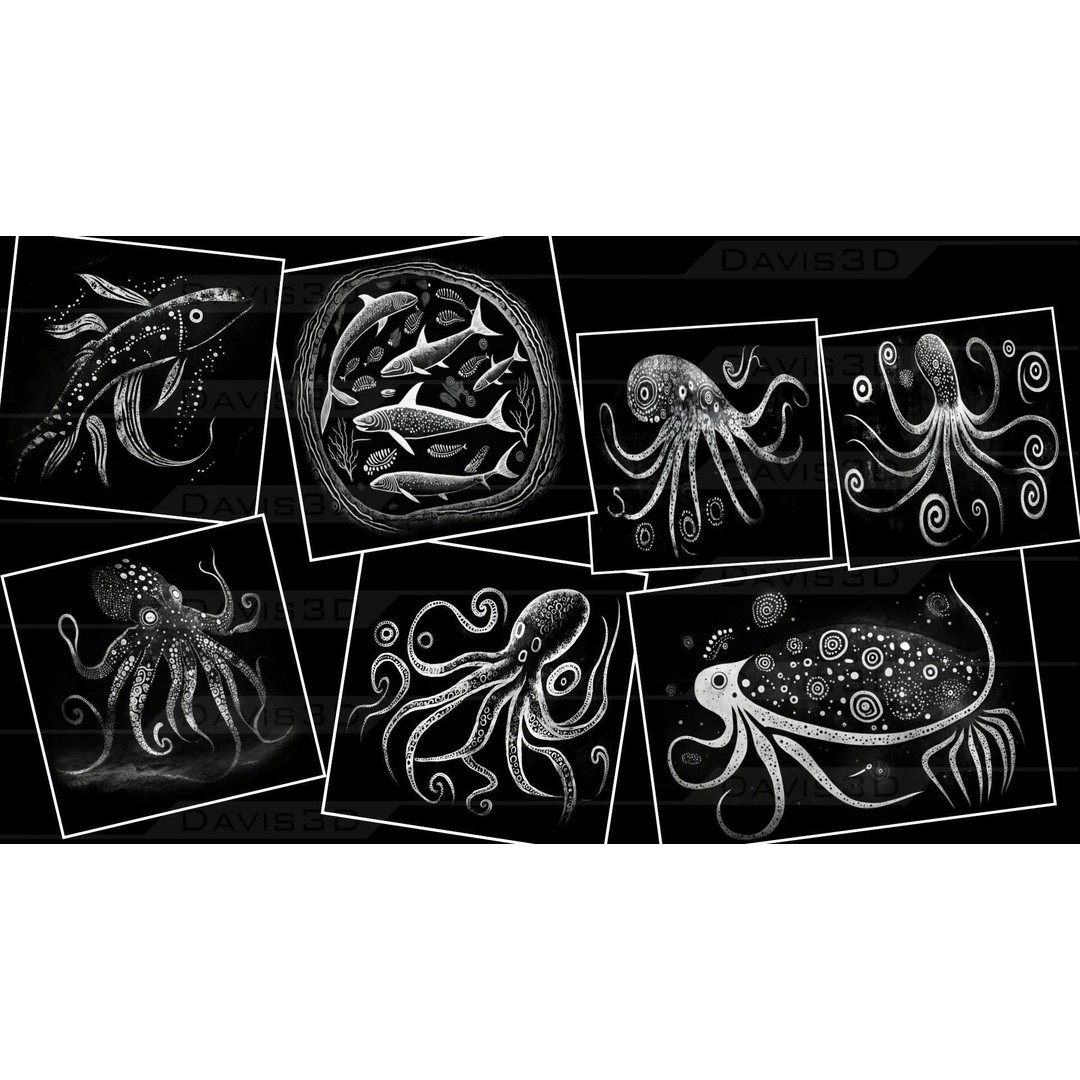 Cave Paintings 3D Model – Decal Textures Pack, 150 Unique Designs - View 5
