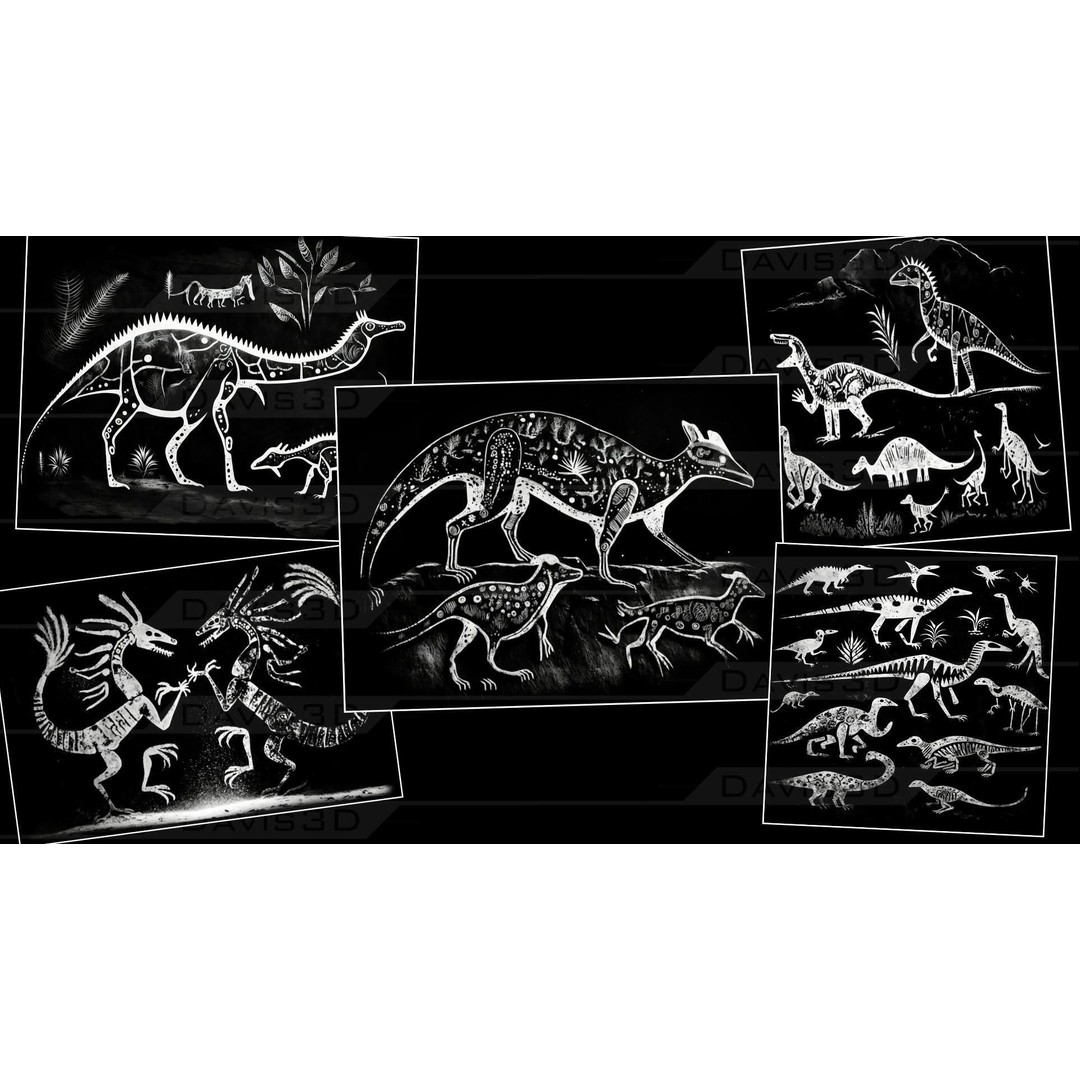 Cave Paintings 3D Model – Decal Textures Pack, 150 Unique Designs - View 7