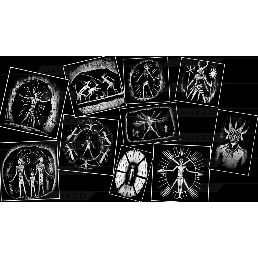 Cave Paintings 3D Model – Decal Textures Pack, 150 Unique Designs - View 8