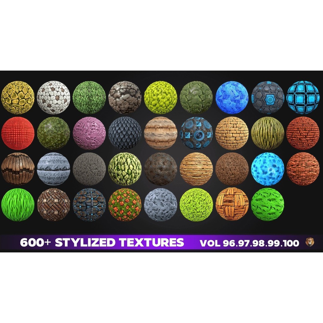 Super Stylized Texture Collection 3D Model – PBR Textures, 608 Unique Textures