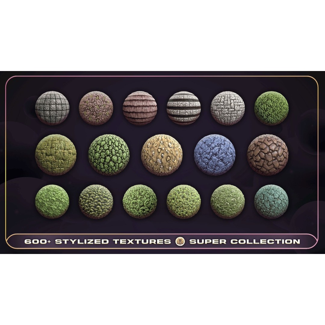 Super Stylized Texture Collection 3D Model – PBR Textures, 608 Unique Textures - View 10