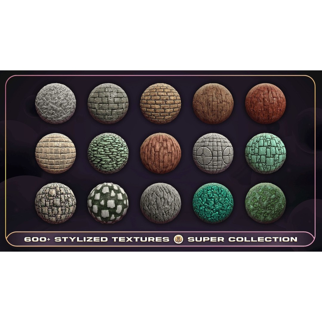 Super Stylized Texture Collection 3D Model – PBR Textures, 608 Unique Textures - View 11