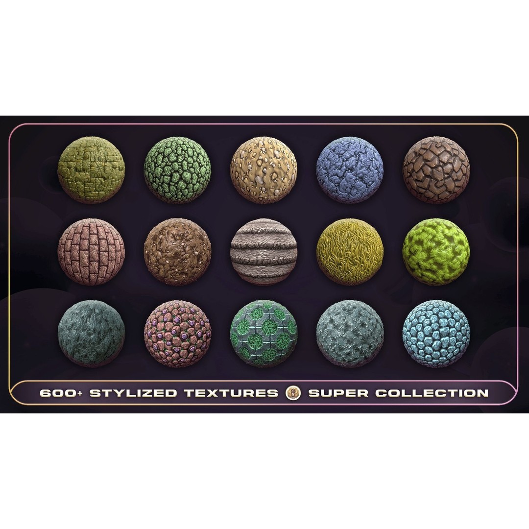 Super Stylized Texture Collection 3D Model – PBR Textures, 608 Unique Textures - View 12