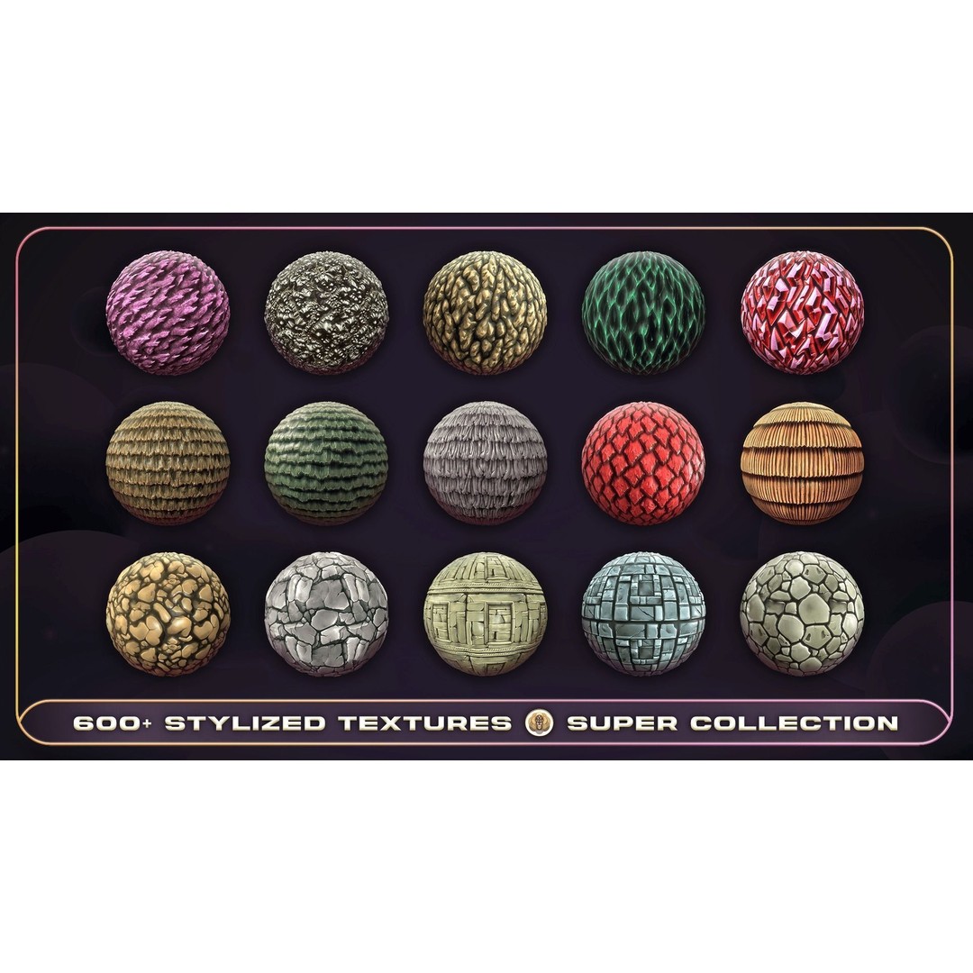 Super Stylized Texture Collection 3D Model – PBR Textures, 608 Unique Textures - View 13