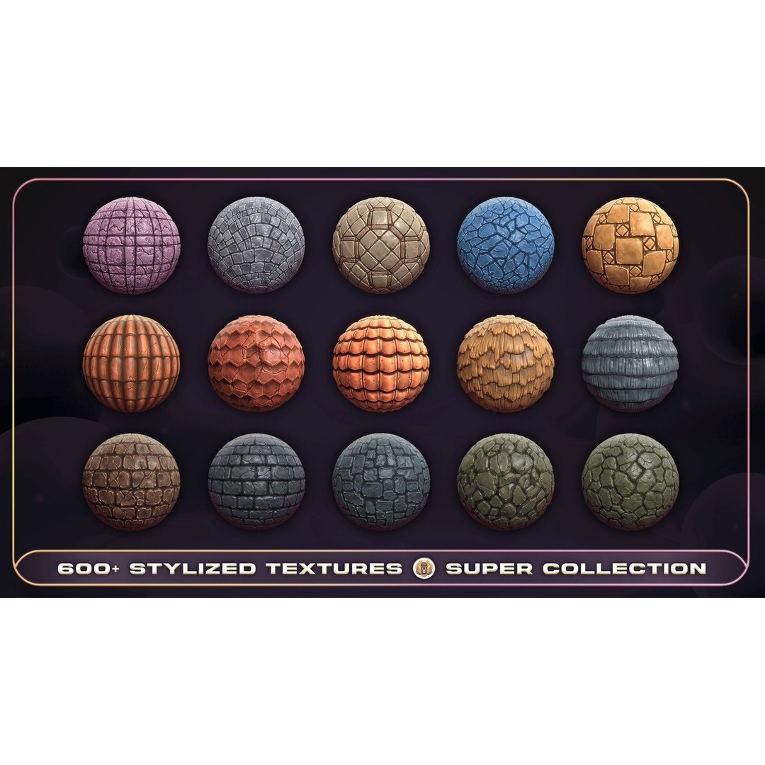 Super Stylized Texture Collection 3D Model – PBR Textures, 608 Unique Textures - View 14