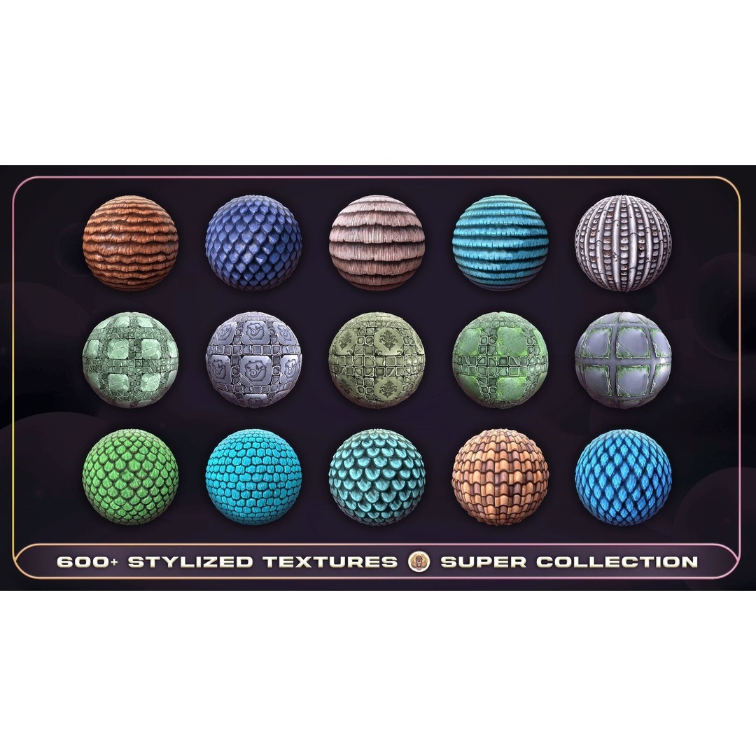 Super Stylized Texture Collection 3D Model – PBR Textures, 608 Unique Textures - View 15