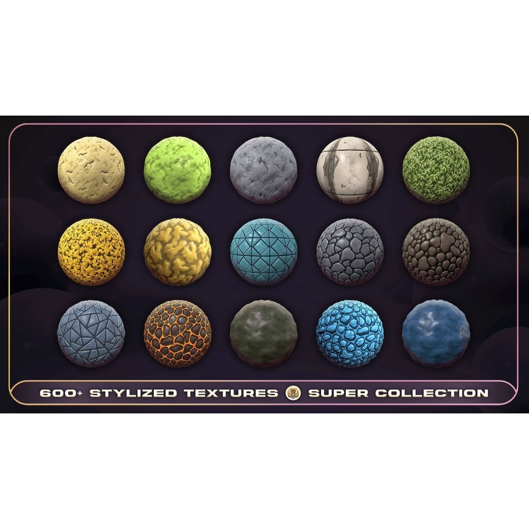 Super Stylized Texture Collection 3D Model – PBR Textures, 608 Unique Textures - View 17