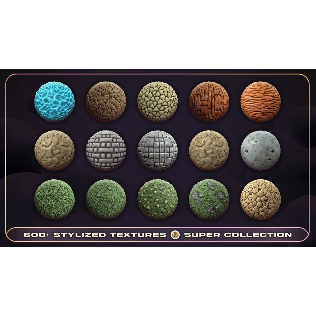 Super Stylized Texture Collection 3D Model – PBR Textures, 608 Unique Textures - View 18