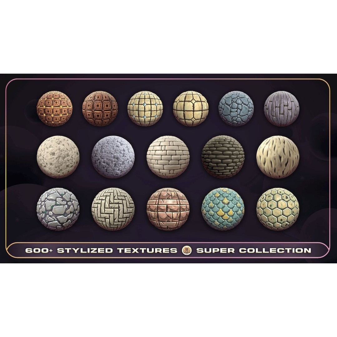 Super Stylized Texture Collection 3D Model – PBR Textures, 608 Unique Textures - View 20