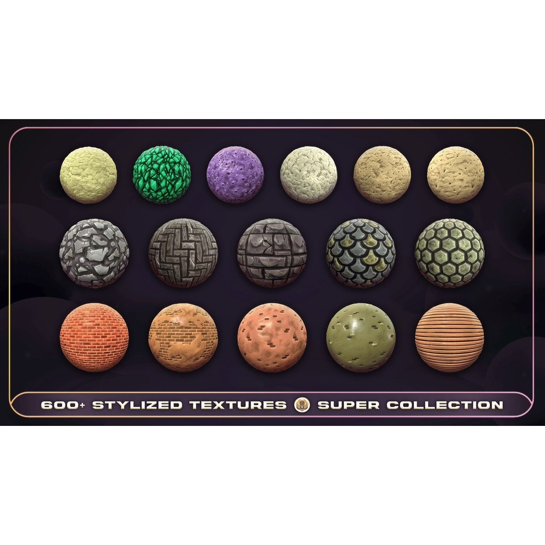 Super Stylized Texture Collection 3D Model – PBR Textures, 608 Unique Textures - View 21