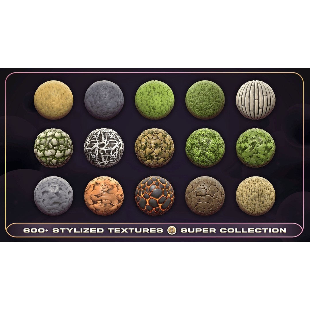 Super Stylized Texture Collection 3D Model – PBR Textures, 608 Unique Textures - View 22