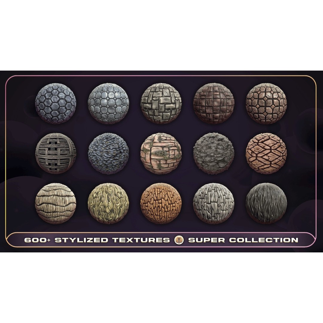Super Stylized Texture Collection 3D Model – PBR Textures, 608 Unique Textures - View 25
