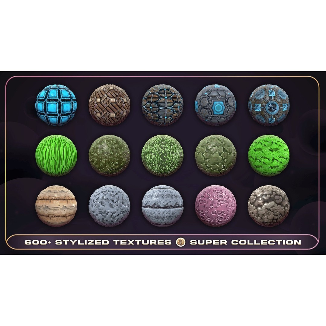 Super Stylized Texture Collection 3D Model – PBR Textures, 608 Unique Textures - View 30