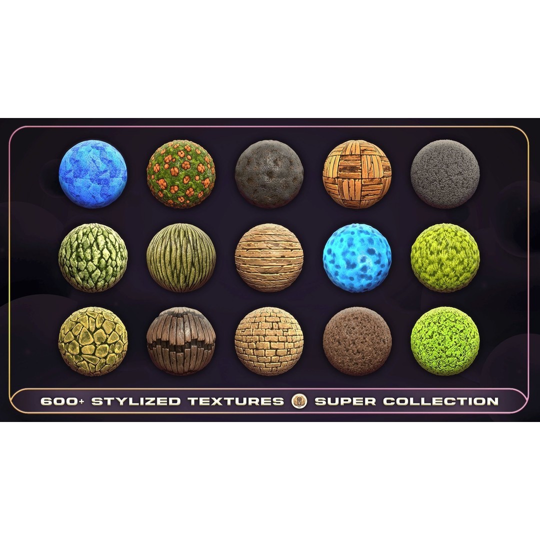 Super Stylized Texture Collection 3D Model – PBR Textures, 608 Unique Textures - View 31