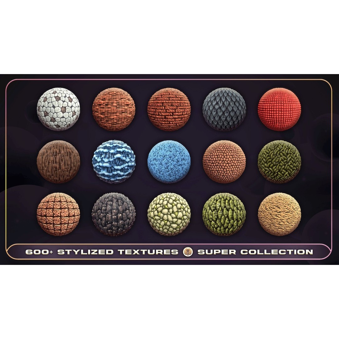 Super Stylized Texture Collection 3D Model – PBR Textures, 608 Unique Textures - View 32