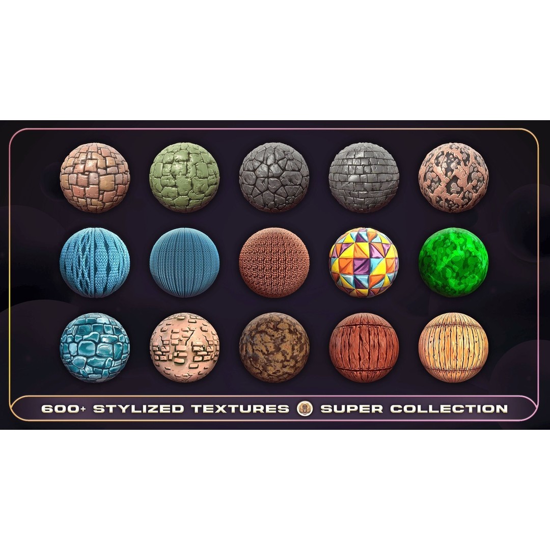 Super Stylized Texture Collection 3D Model – PBR Textures, 608 Unique Textures - View 34