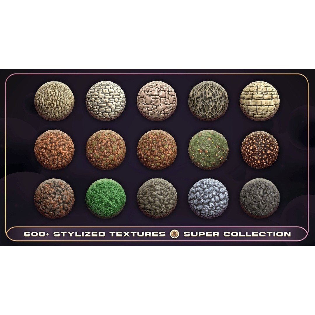 Super Stylized Texture Collection 3D Model – PBR Textures, 608 Unique Textures - View 36
