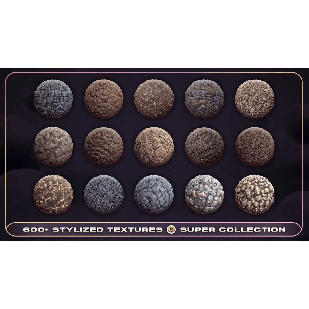 Super Stylized Texture Collection 3D Model – PBR Textures, 608 Unique Textures - View 38