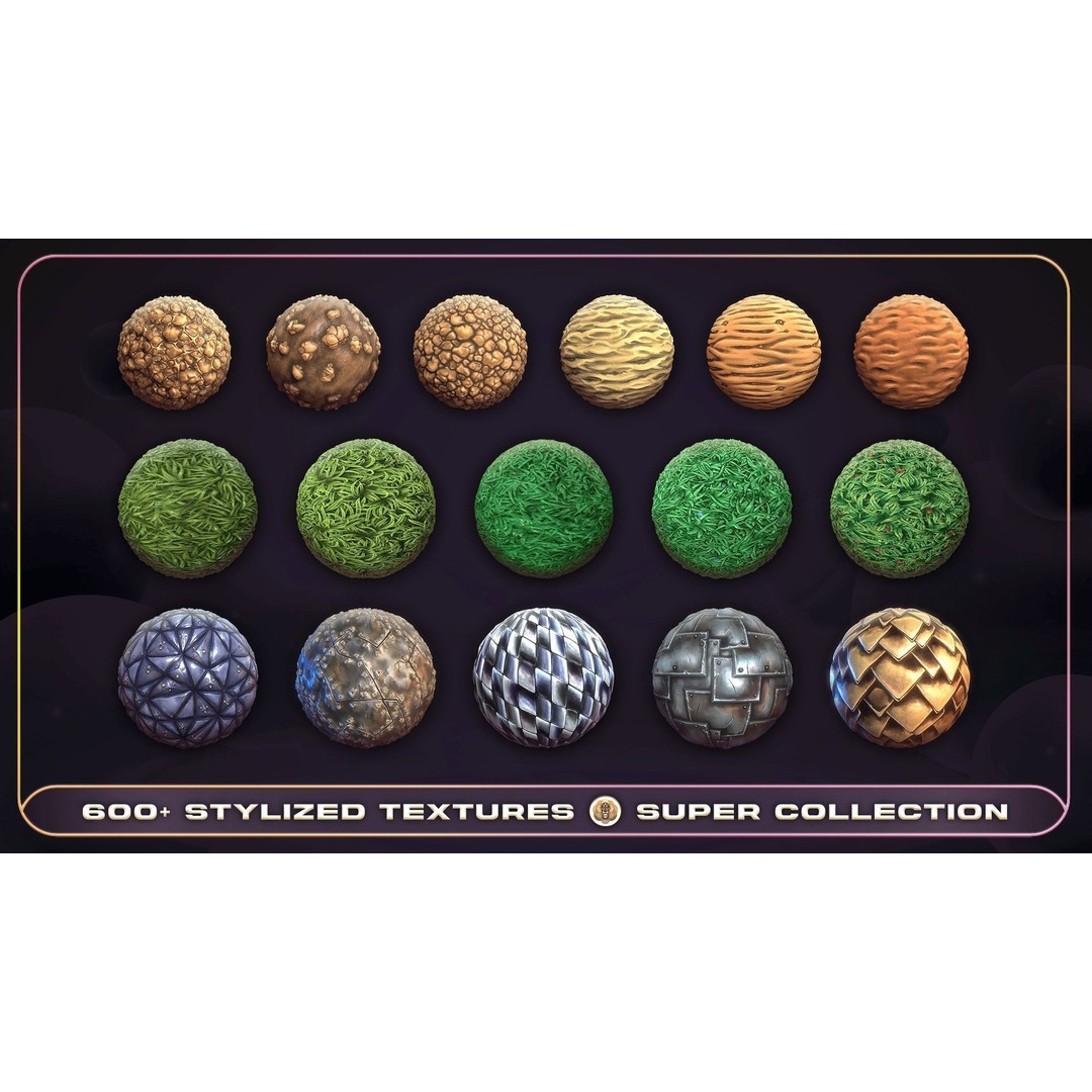 Super Stylized Texture Collection 3D Model – PBR Textures, 608 Unique Textures - View 39