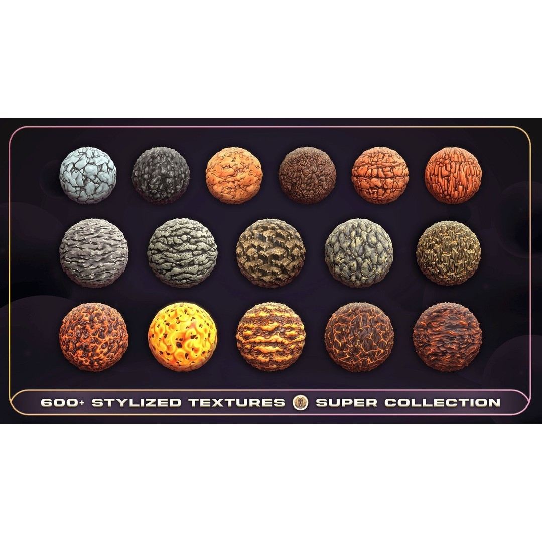 Super Stylized Texture Collection 3D Model – PBR Textures, 608 Unique Textures - View 4