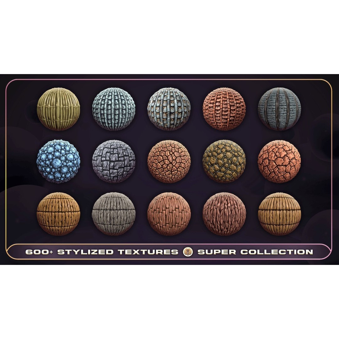 Super Stylized Texture Collection 3D Model – PBR Textures, 608 Unique Textures - View 5