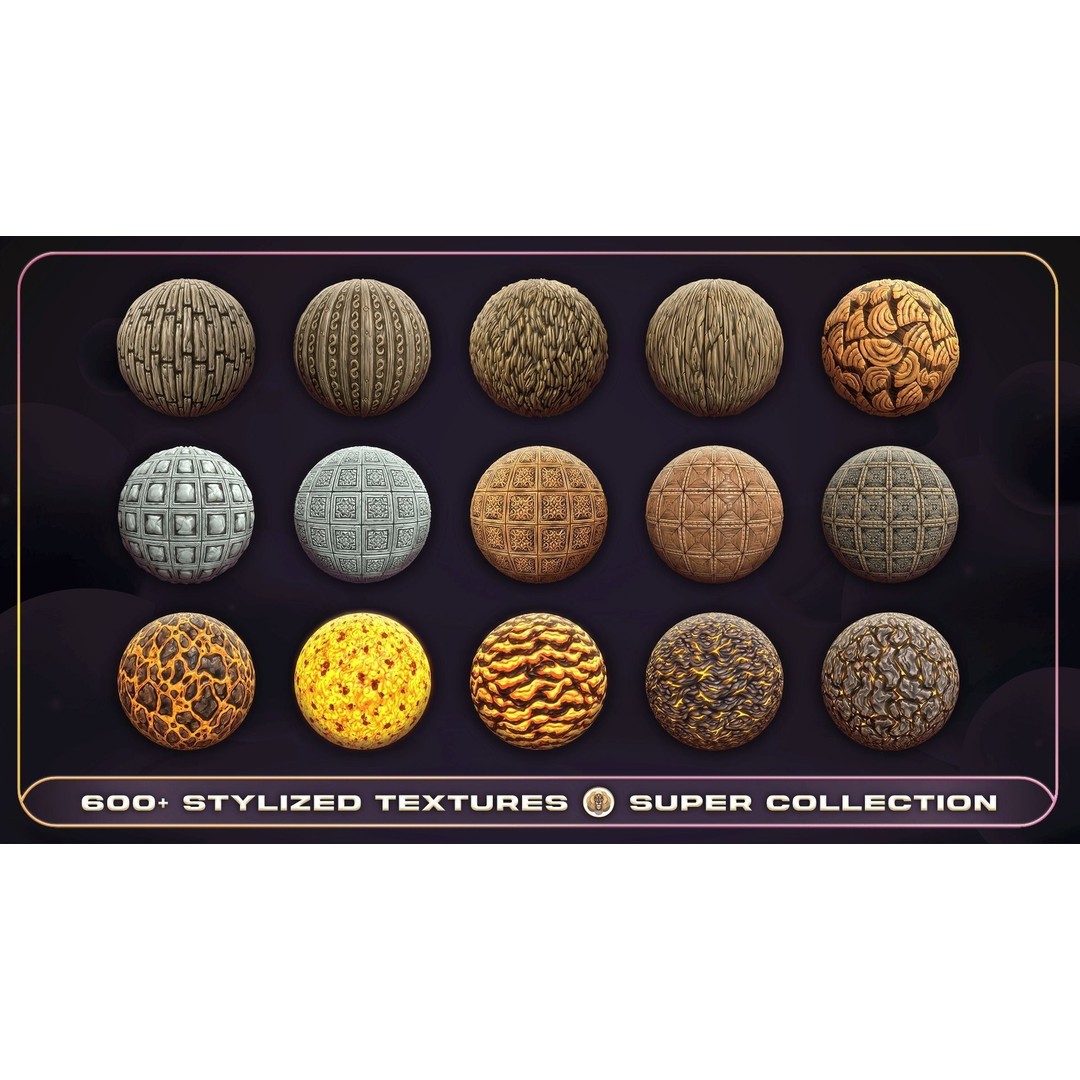 Super Stylized Texture Collection 3D Model – PBR Textures, 608 Unique Textures - View 6