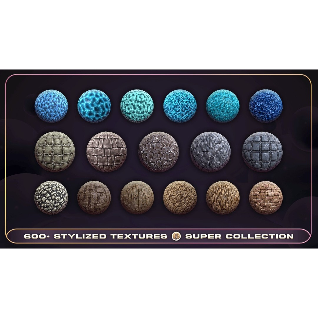 Super Stylized Texture Collection 3D Model – PBR Textures, 608 Unique Textures - View 7