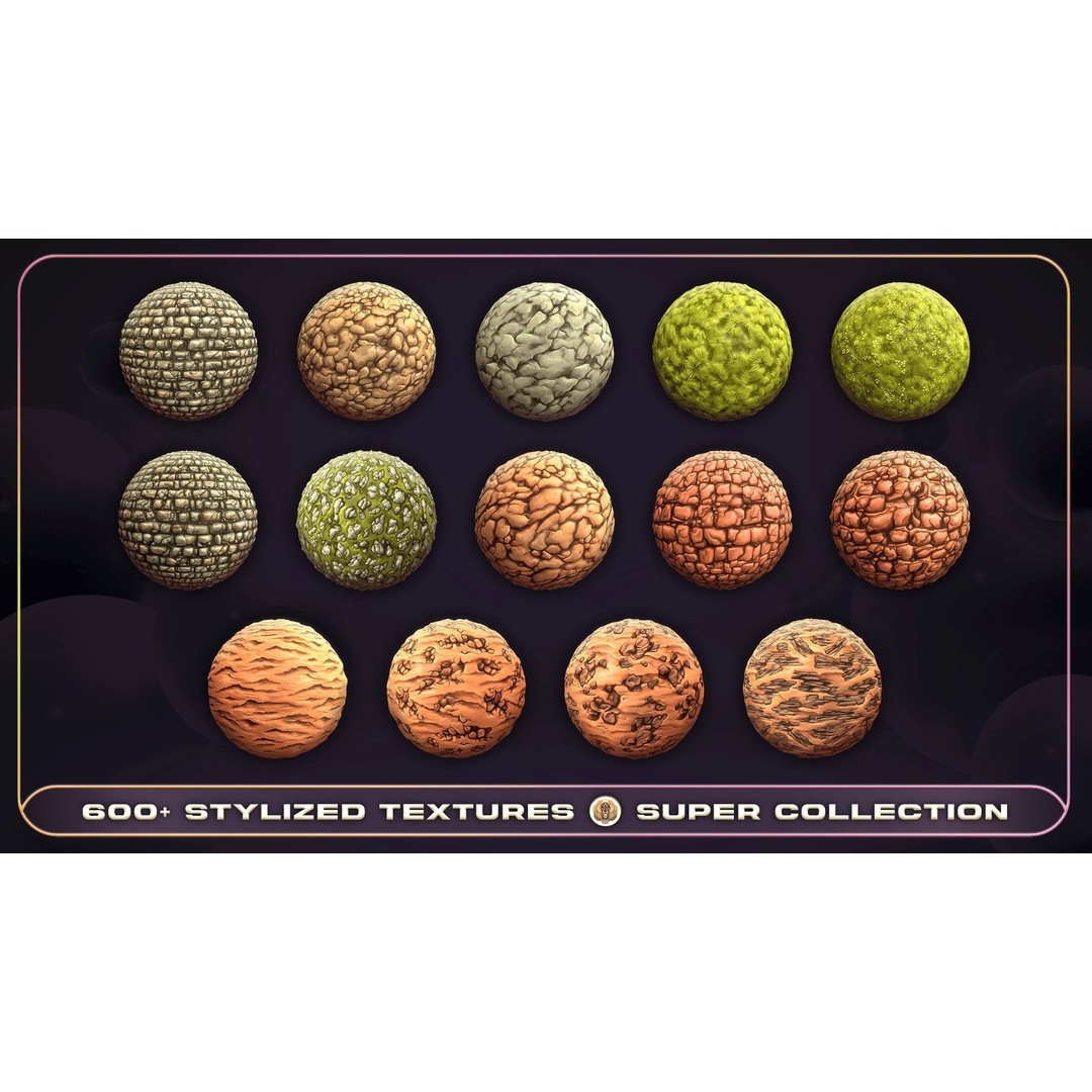 Super Stylized Texture Collection 3D Model – PBR Textures, 608 Unique Textures - View 8