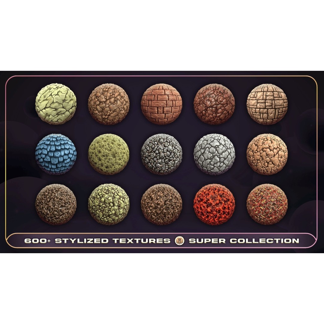 Super Stylized Texture Collection 3D Model – PBR Textures, 608 Unique Textures - View 9