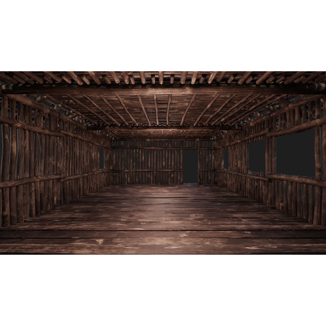 Old Wooden Houses 3D Model – Low Poly Game Ready with PBR Textures - View 11