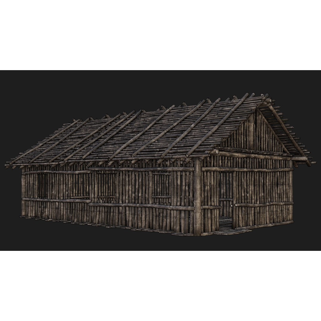 Old Wooden Houses 3D Model – Low Poly Game Ready with PBR Textures - View 12
