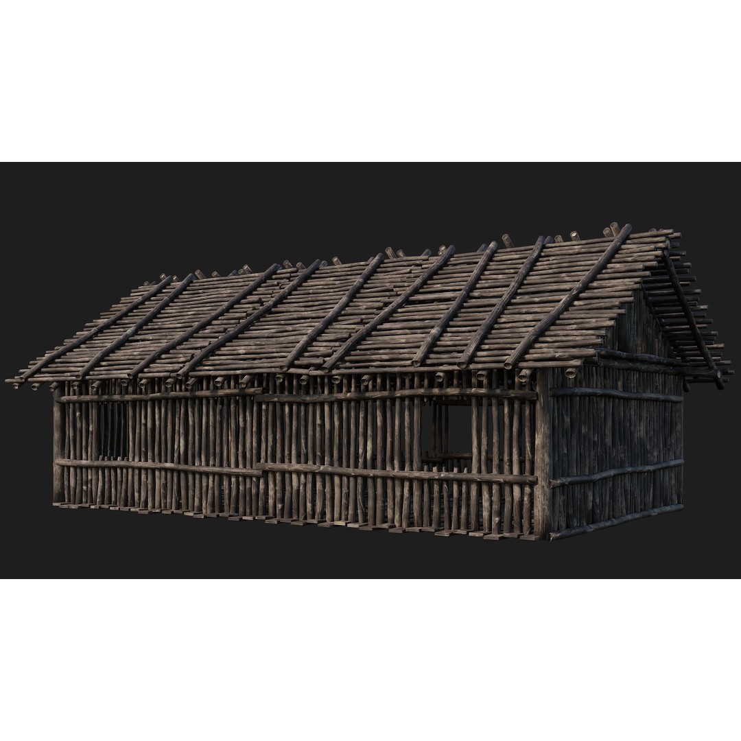 Old Wooden Houses 3D Model – Low Poly Game Ready with PBR Textures - View 15