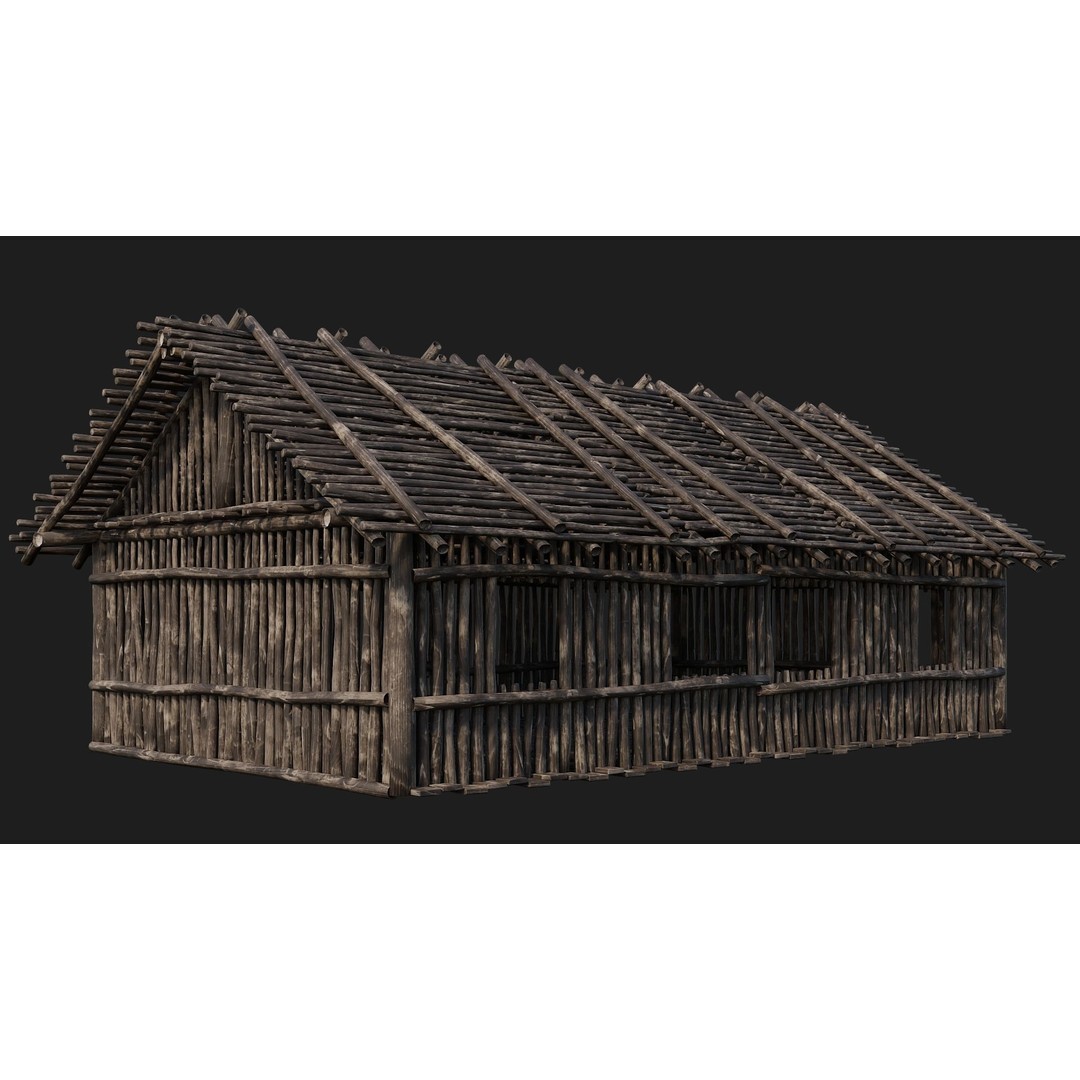 Old Wooden Houses 3D Model – Low Poly Game Ready with PBR Textures - View 16