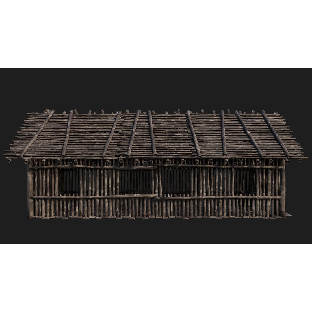 Old Wooden Houses 3D Model – Low Poly Game Ready with PBR Textures - View 17