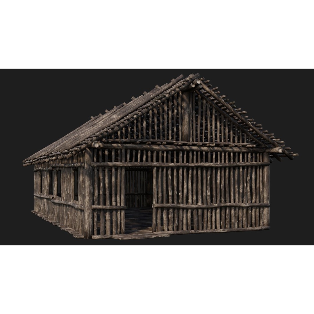 Old Wooden Houses 3D Model – Low Poly Game Ready with PBR Textures - View 18