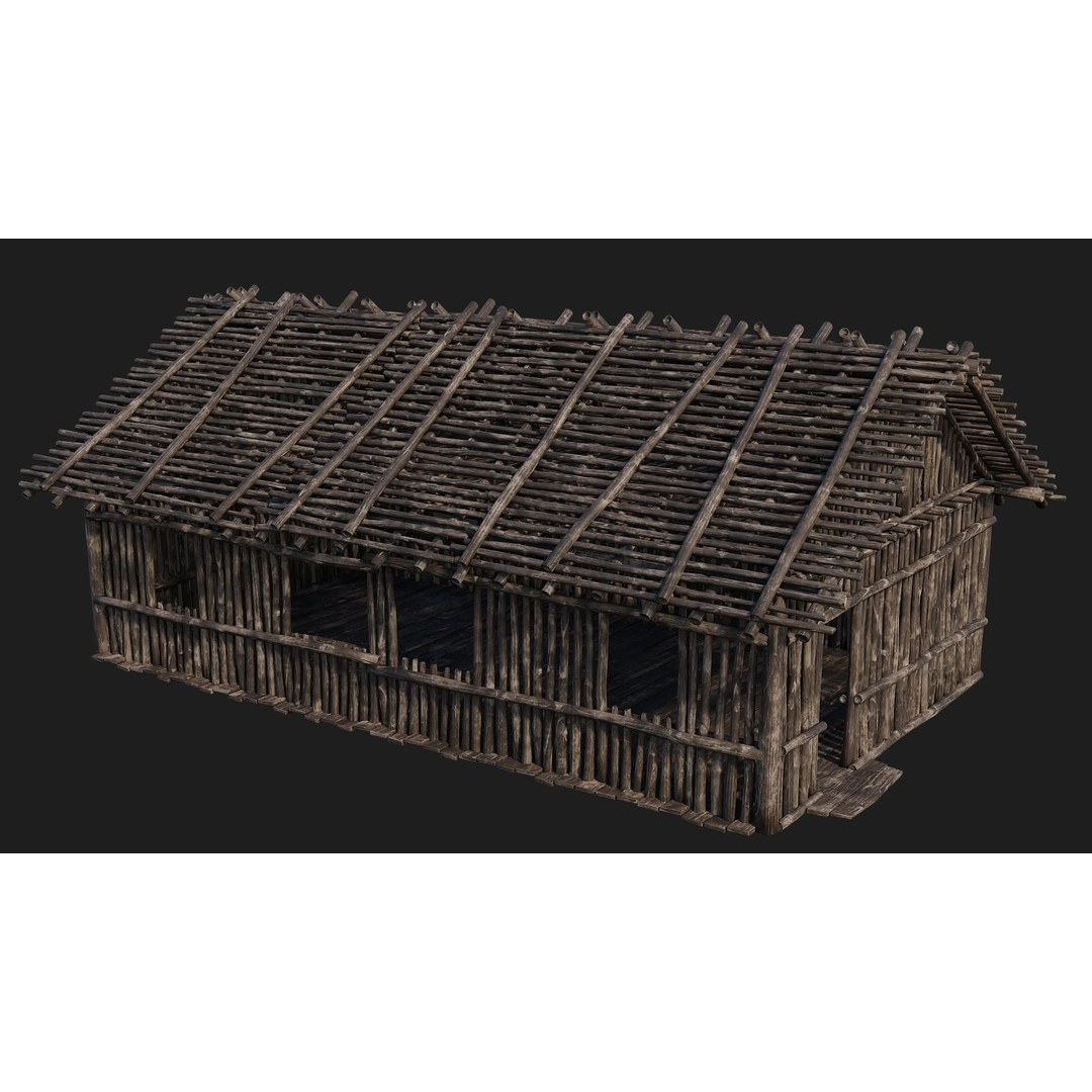 Old Wooden Houses 3D Model – Low Poly Game Ready with PBR Textures - View 19