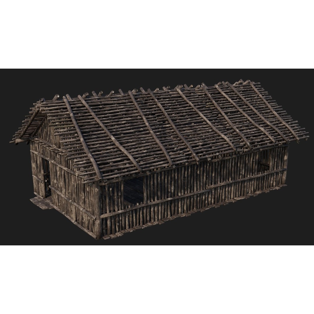 Old Wooden Houses 3D Model – Low Poly Game Ready with PBR Textures - View 20